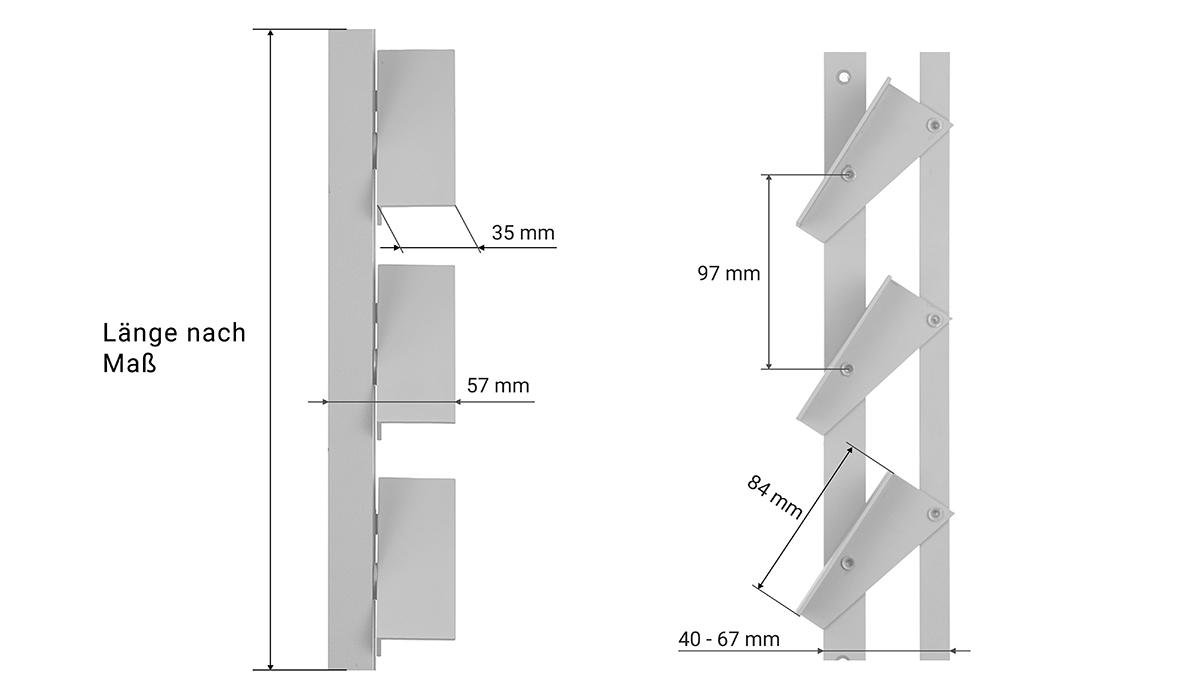 Bewegliche Halterung für Jalousien, Lamellen und Holzleisten