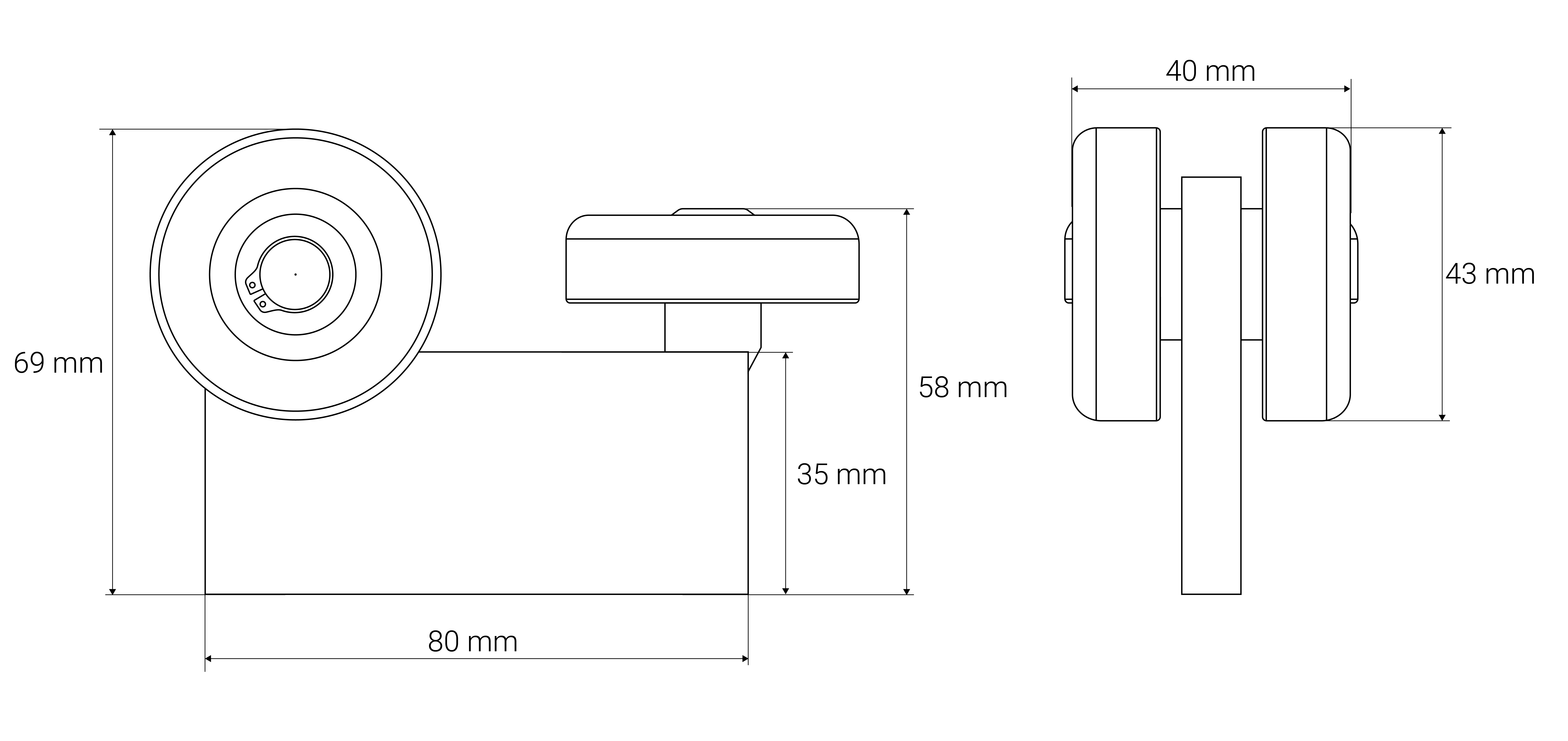 Laufwagen für Hängeschiebetor 50x50 mm (mit 3 Rollen)